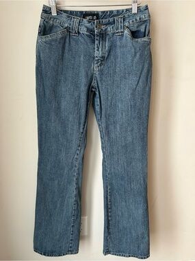 Vintage Y2K Contrast Jeans Cargo Flap Pockets Bootleg Blue Denim Size 5